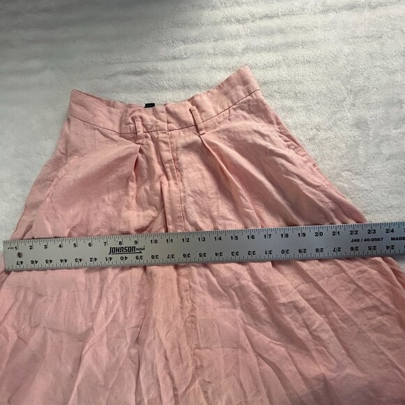 Ralph Lauren Womens 100% Linen A-Line Midi Skirt Size 4 Pink Pockets Casual - Picture 7 of 8